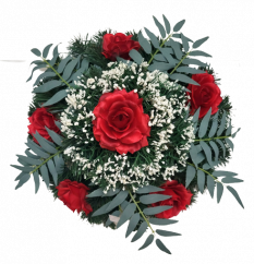 Artificial Wreath Ring Shaped with Roses, Gypsophila and Accessories Ø 40cm