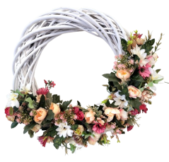 Weidenkranz mit Mischung aus Blumen und Accessoires Ø 46cm
