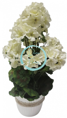 Umjetni pelargonija Geranium u loncu O 25cm x visina 49cm bijeli raspored utega