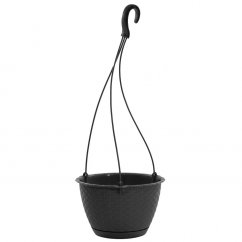 Hanging plastic flowerpot 24,3cm x 16cm / 4,85l rattan anthracite