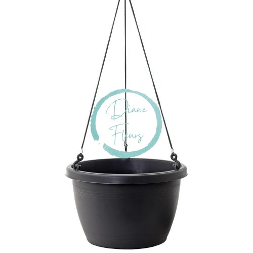 Hanging plastic flowerpot 25cm x 15,5cm / 0,9l anthracite