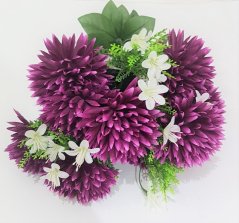 Artificial Chrysanthemum Bouquet x9 45cm Purple