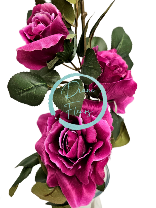 Růže kytice větev x6 88cm umělá vínová