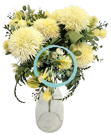 Cardo e accessori grande mazzo 40 cm artificiale giallo chiaro