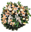 Luxusný smútočný veniec borovicový exclusive pivonky, ľalie, margaréty, hortenzie, orchidey a doplnky 90cm