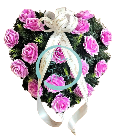 Smútočný veniec srdce z Ruží 55cm x 55cm umelý