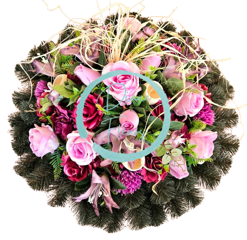 Luxusní umělý věnec Exclusive růže, lilie, chryzantémy a doplňky 70cm AS959