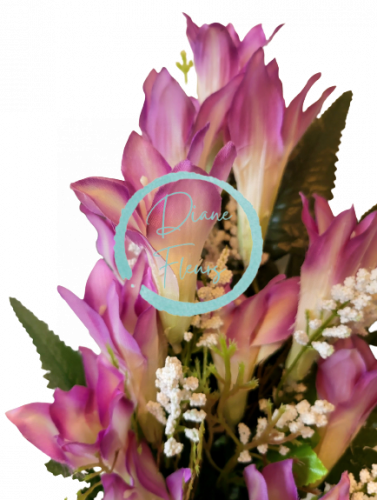 Artificial Lilies Bouquet x12 50cm Purple