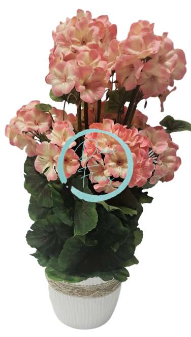 Umelý Muškát Pelargónia v črepníku O 25cm x výška 49cm ružová záťažový aranžmán