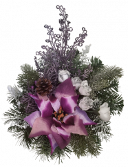 Božićni žalobni aranžman umjetna božićna zvijezda, ruže i dodaci Ø 25cm x 25cm