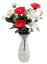 Buchet de Margarete şi Maci x12 41cm roşu, alb flori artificiale
