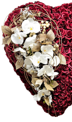 Künstliche Trauerkranz Herz Exklusiv Rosen, Orchideen und Zubehör 75cm x 60cm
