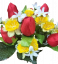 Artificial Tulips & Narcissus Bouquet x12 33cm Red, Yellow
