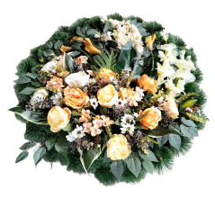 Luxury Artificial Pine Wreath Exclusive Peonies, Calla Lilies, Roses, Gladiolus and Accessories Ø 95cm