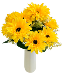 Букет от магаритки х11 32 см жълт изкуствен