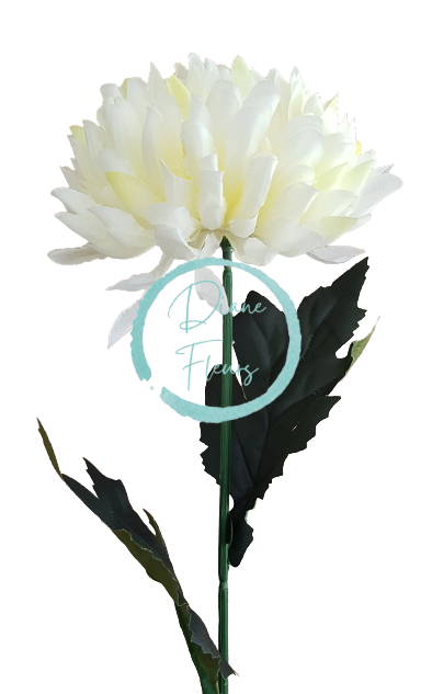 Хризантема на стъбло, ексклузивна, кремава и светлозелена, 60 см, изкуствена