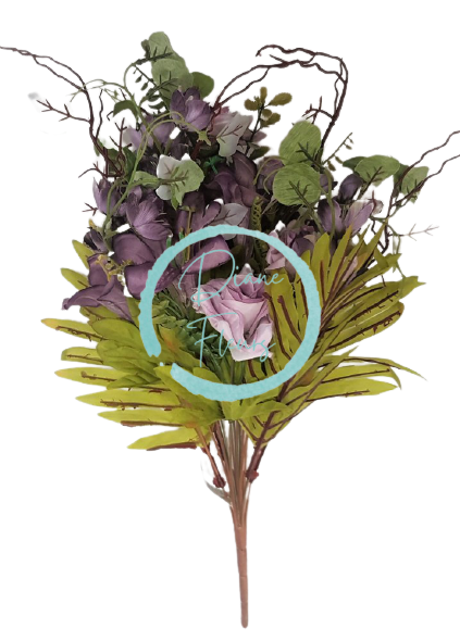 Bukiet róż i lilii fioletowy 52cm sztuczny