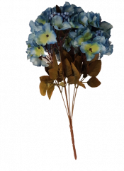 Hortenzie kytice x5 s bobulemi modrá 38cm umělá