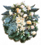 Žalni borov venec ekskluzivne vrtnice, potonike, gladiole gladiole in dodatki 70cm x 80cm