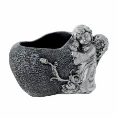 Doniczka dekoracyjna kamionkowa serce z aniołem 15,5cm x 13cm x 12,5cm