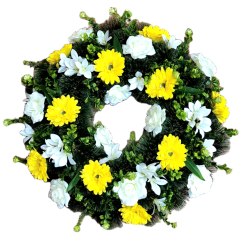 Luksuzni umjetni vijenac za bor, ekskluzivni gerberi, ruže, alstroemerije i dodaci 65cm