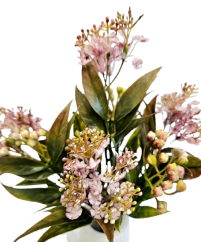 Dekorace přízdoba zeleň umělá 37cm růžová, zelená