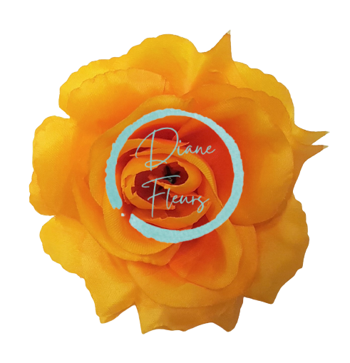 Artificial Rose Head O 3,9 inches (10cm) Orange