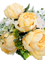 Buchet de bujori & hortensie 46cm flori artificiale galben