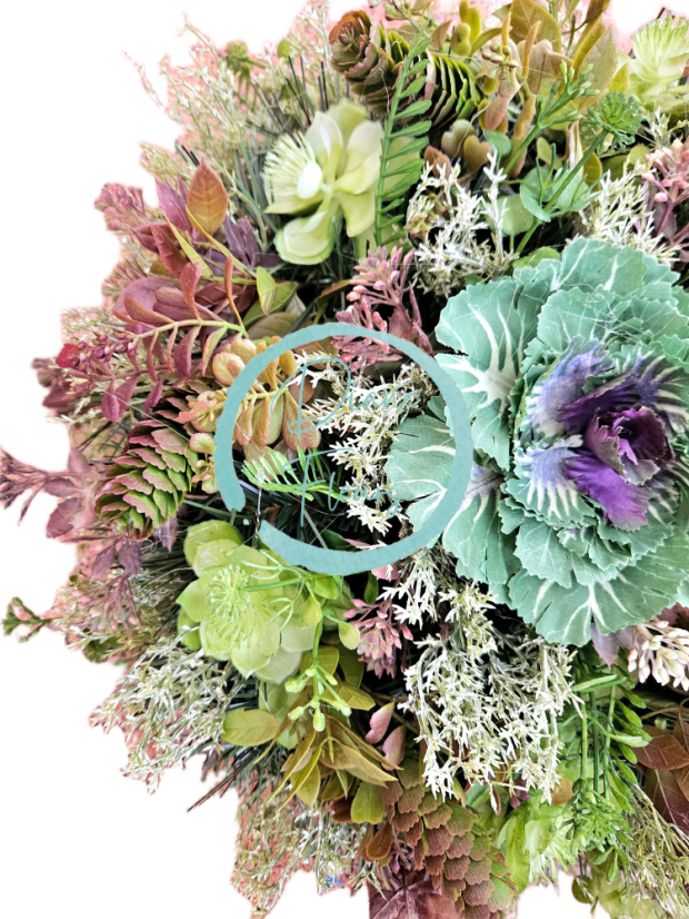 Изкуствен венец, декориран в естествен стил 43 см AS1036