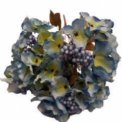 Buchet de hortensie cu fructe de padure x5 38cm albastru flori artificiale