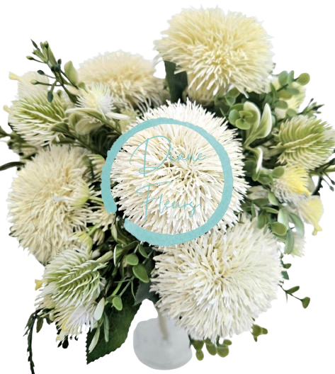 Cardo e accessori grande Mazzo 40 cm crema artificiale
