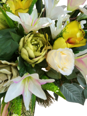 Temetési fenyőkoszorú Exkluzív Rózsák és Gladiolus és Liliom és Orchideák és Kiegészítők Ø 85cm