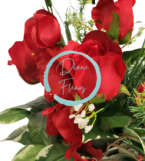 Buchet de trandafiri, gladiole, accesorii Exclusive 53cm flori artificiale