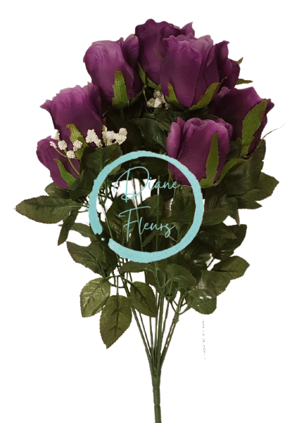 Ruže kytica fialová "12" 45cm umelá