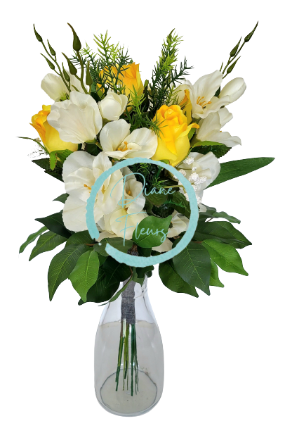 Viazaná kytica Exclusive ruže, gladioly, doplnky 53cm umelá
