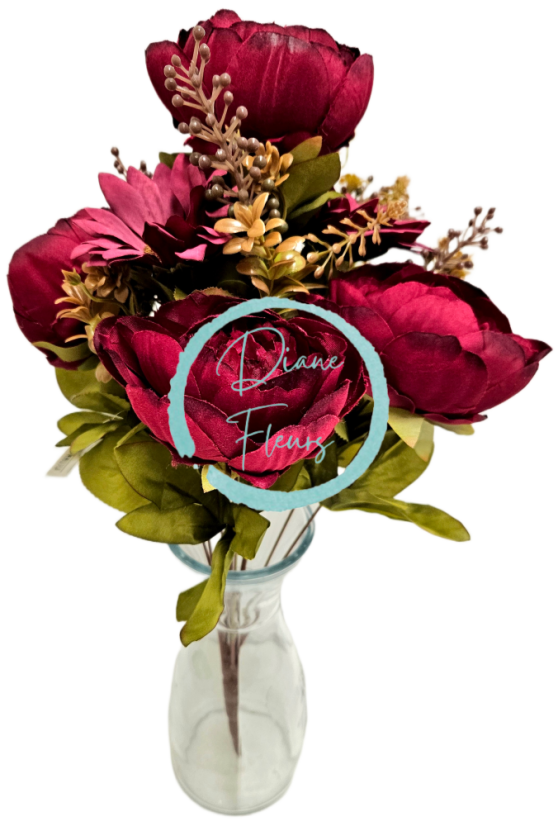 Artificial Peonies and Sunflowers luxury bouquet 50cm Red