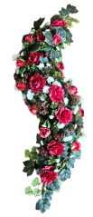 Pogrebni vijenac umjetne ruže, karanfili i dodaci 130cm x 40cm
