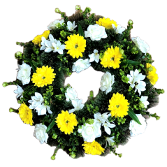 Luxury Artificial Pine Wreath Exclusive Gerberas, Roses, Alstroemerias and Accessories 65cm