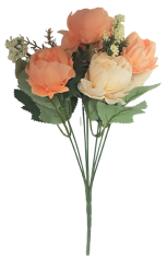Pivoňky kytice "7" 30cm oranžová umělá