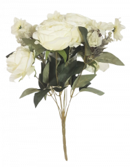 Růže "9" kytice 43cm bílá umělá