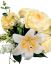Umjetni buket božuri, ljiljani, hortenzije i dodaci 46cm žuta, kremasta