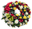 Luxusný smútočný veniec borovicový exclusive ruže, gladioly, orchidey a doplnky 80cm