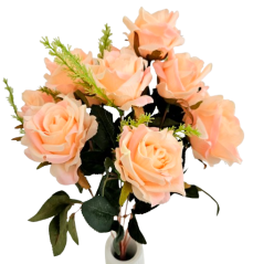 Artificial Roses Bouquet x11 50cm Salmon