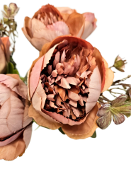 Pivonka kytica 40cm umelá svetlo hnedá