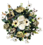 Věnec umělé růže, pivoňky, kopretiny, clematis a doplňky 50cm AS992
