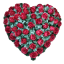 Smuteční věnec "Srdce" z umělých růží a doplňků 80cm x 80cm