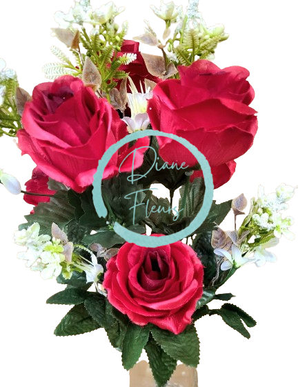 Ruža kytica x12 47cm červená umelá