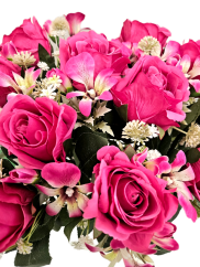 Velká umělá kytice růží 46cm červená