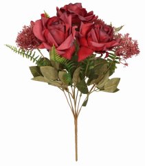 Umelá kytica ruží 40cm červená