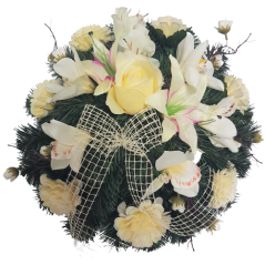 Artificial Sympathy Wreath 35cm Roses & Lilies & Accessories